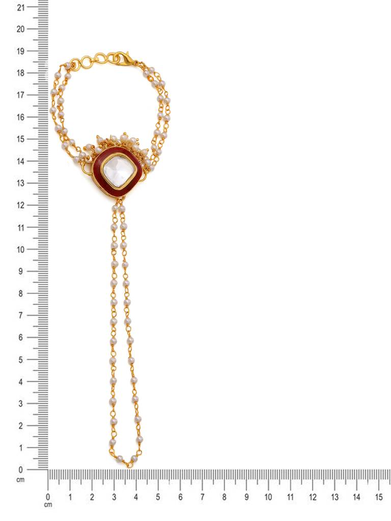 Red Meenakari Kundan Haath Phool : RRAUG25-38