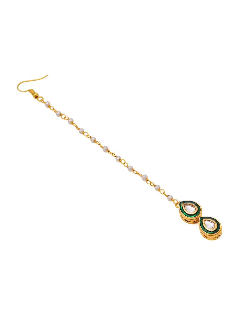 Double Teardrop Kundan Maang Tikka With Meenakari : RRAUG25-3