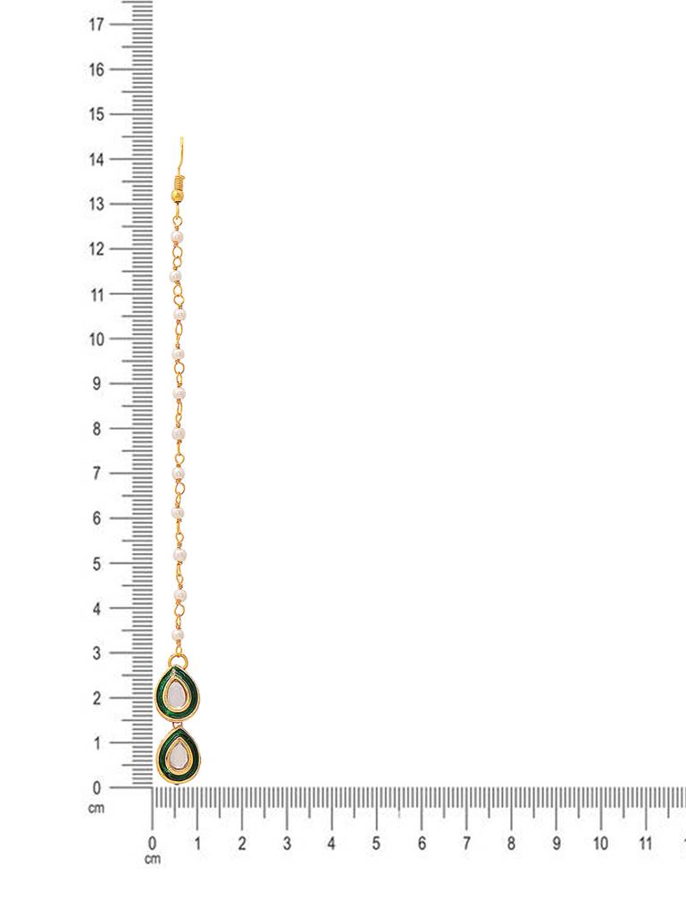 Double Teardrop Kundan Maang Tikka With Meenakari : RRAUG25-3