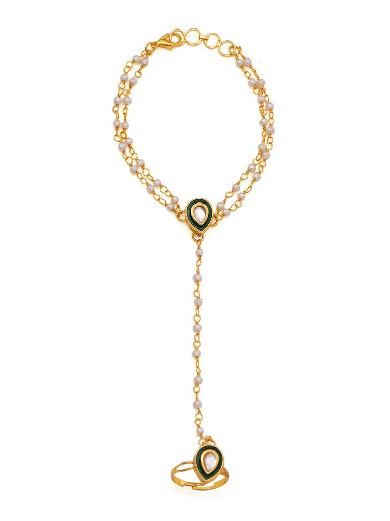 Green Meenakari Kundan Haath Phool : RRAUG25-40