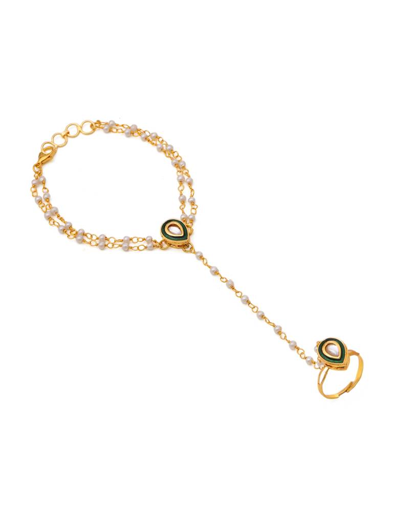 Green Meenakari Kundan Haath Phool : RRAUG25-40