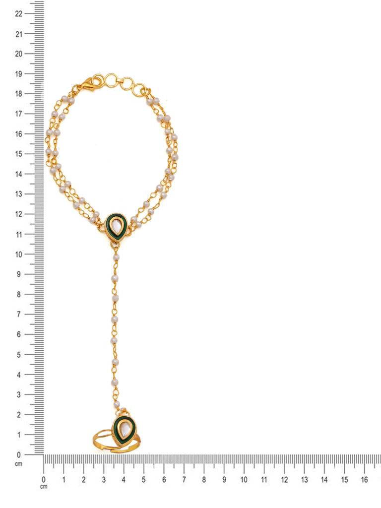 Green Meenakari Kundan Haath Phool : RRAUG25-40