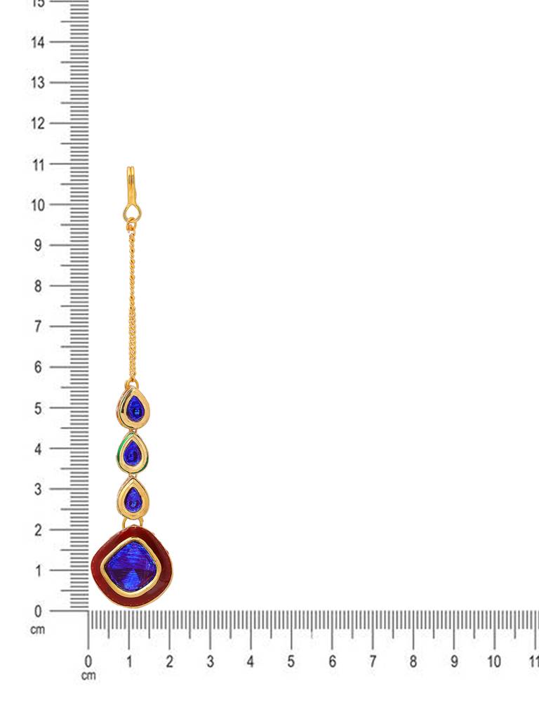 Blue Meenakari Kundan Maang Tikka-Rraug25-05 : RRAUG25-5