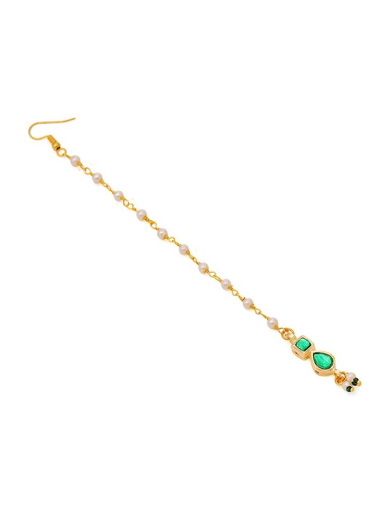 Green Meenakari Kundan Maang Tikka-Rraug25-07 : RRAUG25-7