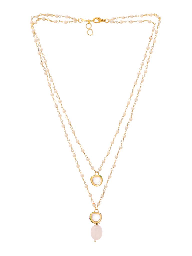 Pink Onyx And Kundan Necklace : RRAUG25-95