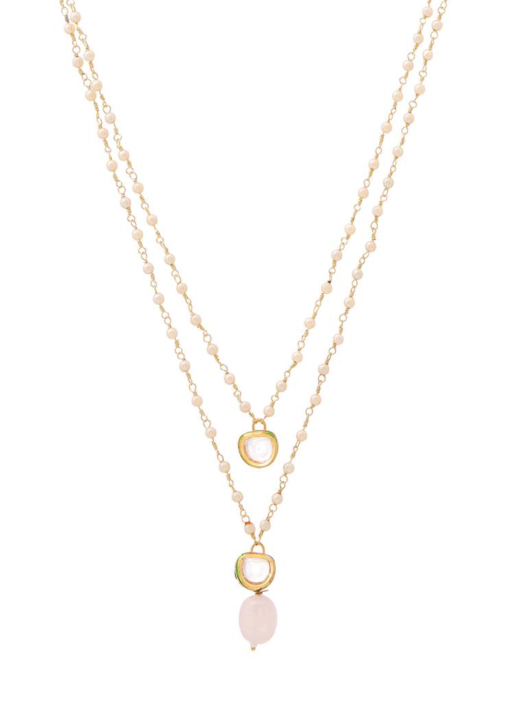 Pink Onyx And Kundan Necklace : RRAUG25-95