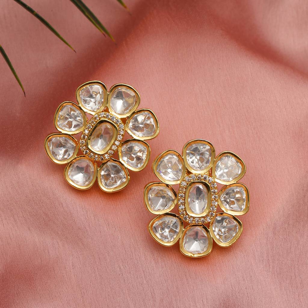 Oversized Round Kundan Studs : RRFEB24-10