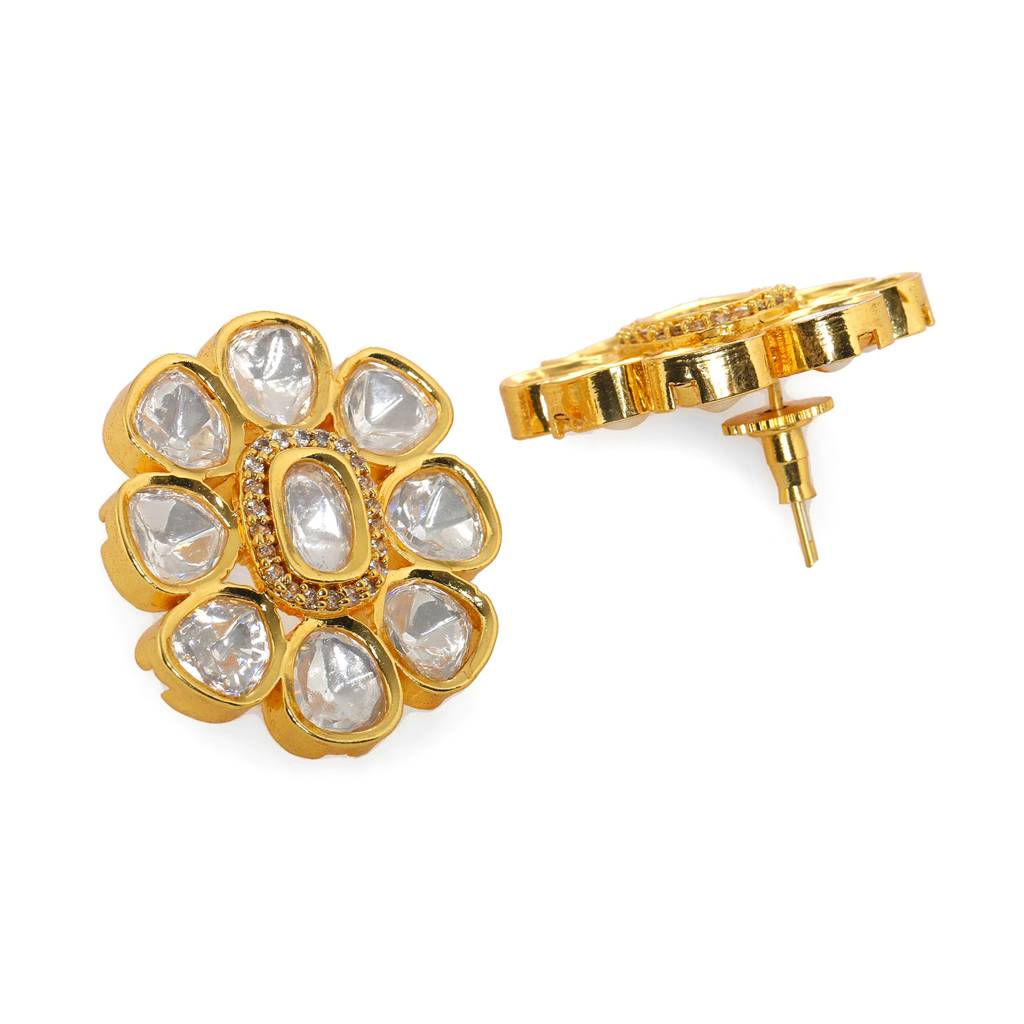 Oversized Round Kundan Studs : RRFEB24-10