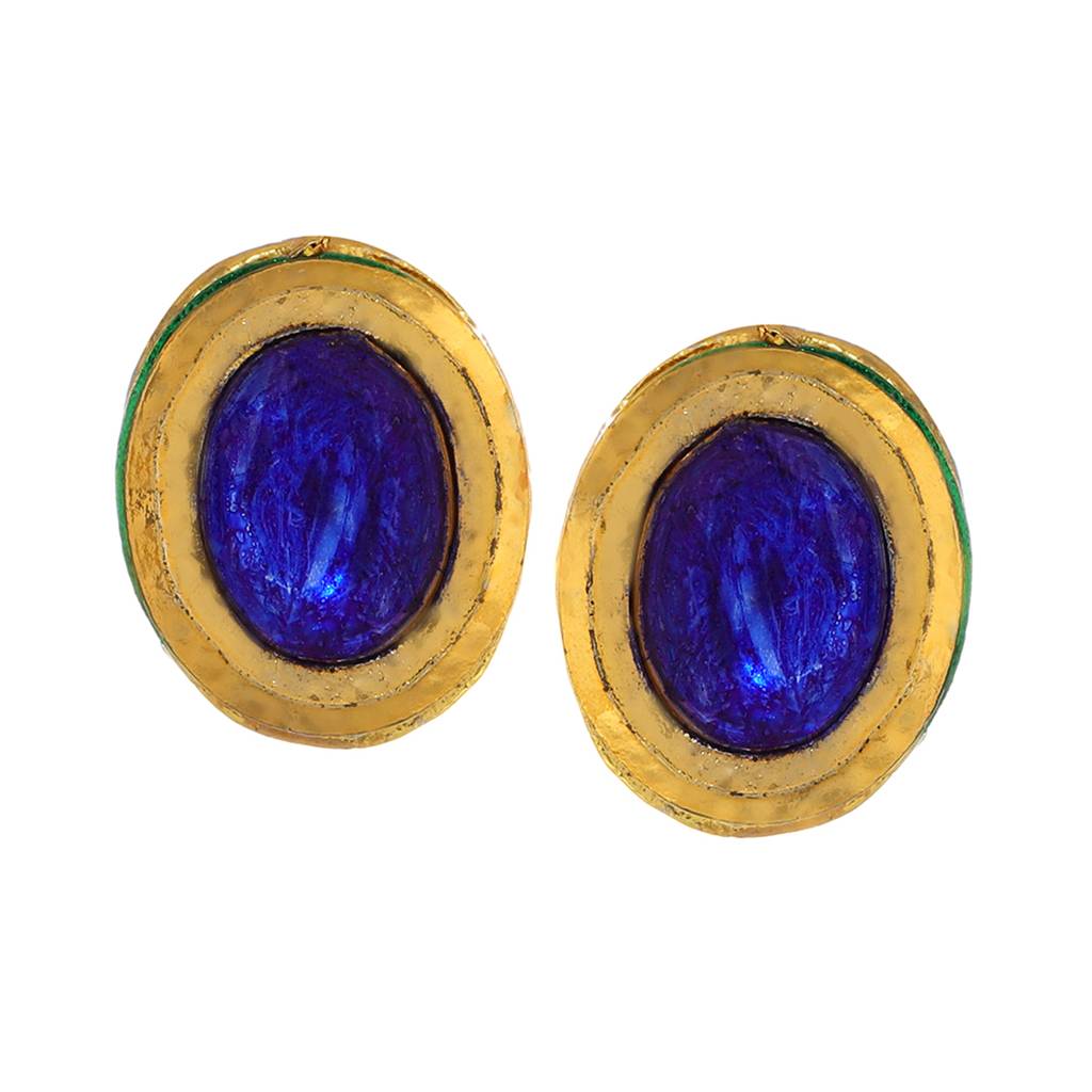 Blue Kundan Studs : RRFEB24-13