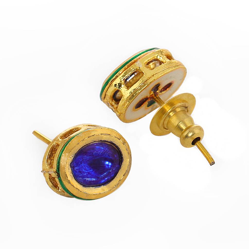 Blue Kundan Studs : RRFEB24-13