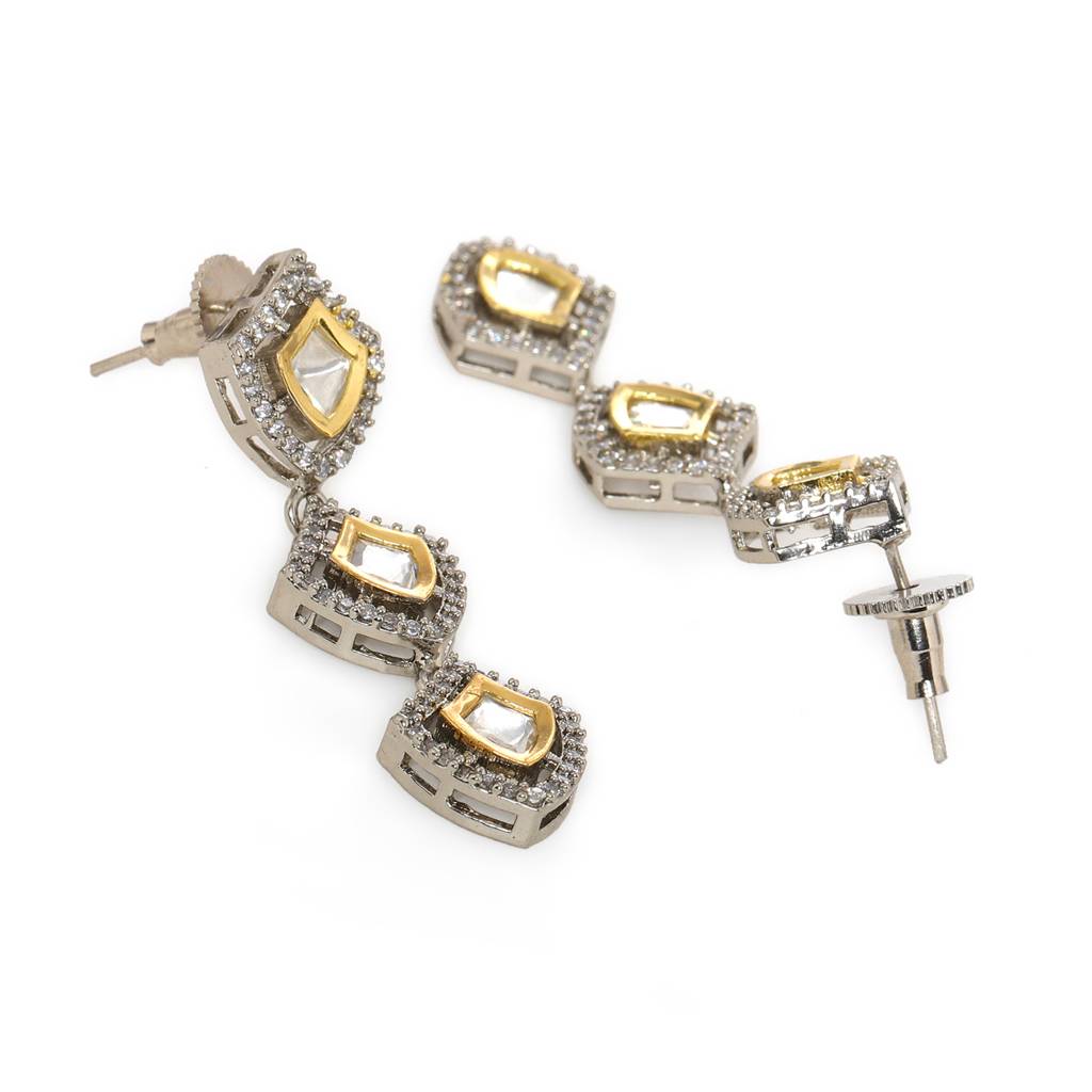 3 Tier Kundan And Diamond Earrings : RRFEB24-22