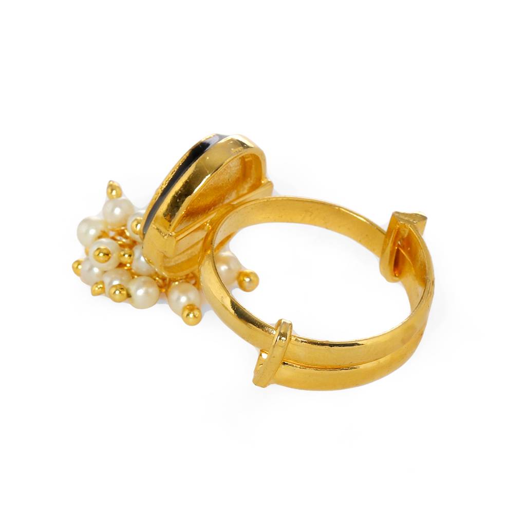 Kundan Ring With Pearls : RRFEB24-24