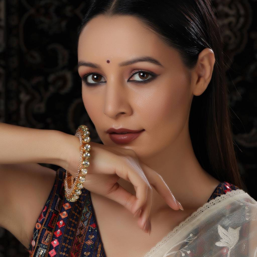 Kundan And Pearl Studded Bangle : RRFEB24-26