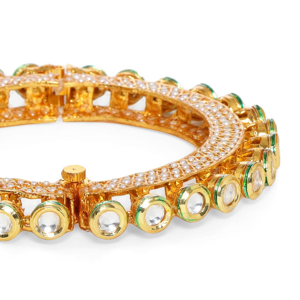Kundan And Pearl Studded Bangle : RRFEB24-26