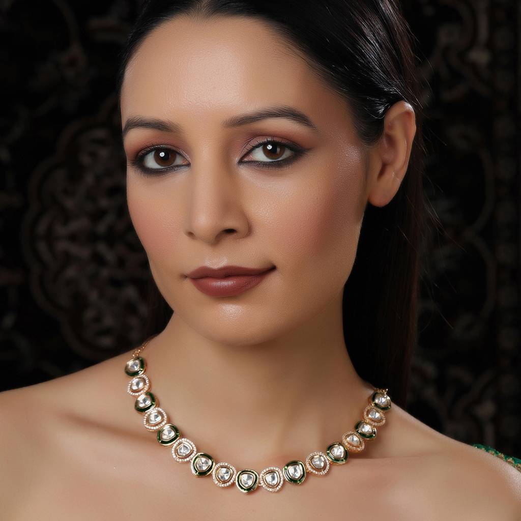 Kundan And Diamond Neckpiece With Meenakari : RRFEB24-31