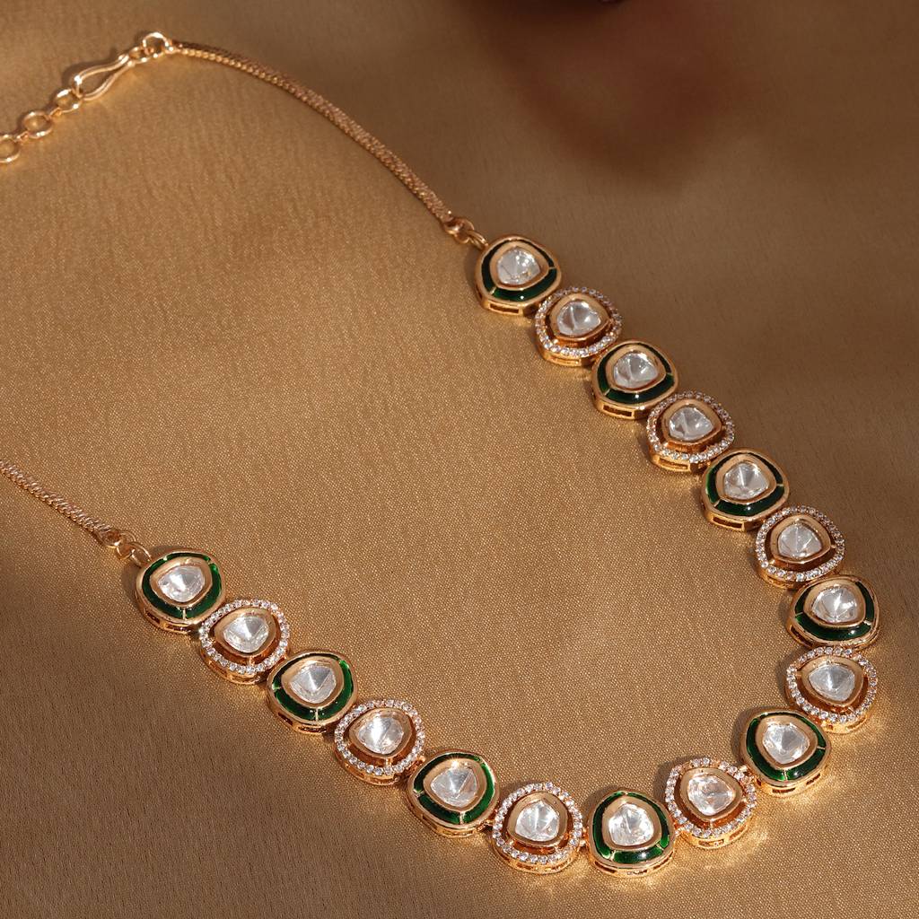 Kundan And Diamond Neckpiece With Meenakari : RRFEB24-31