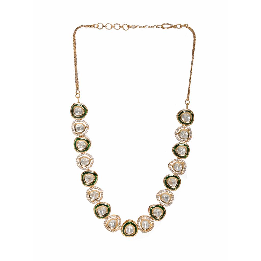 Kundan And Diamond Neckpiece With Meenakari : RRFEB24-31