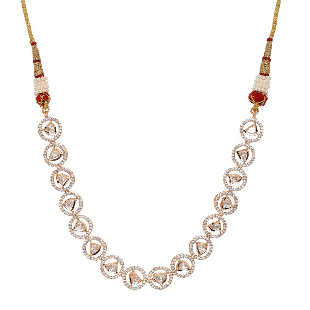 Patti Shapped Kundan And Round Diamond Neckpiece : RRFEB24-33