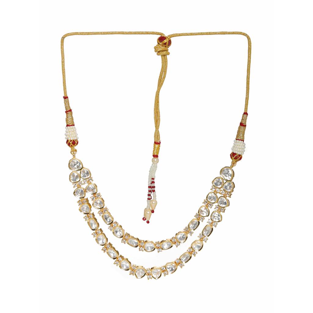 Double Layered Kundan And American Diamond Neckpiece : RRFEB24-35