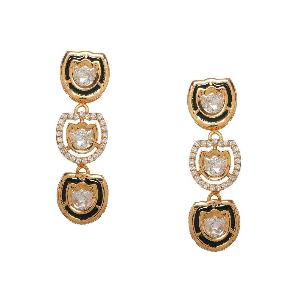 Meenakari And Diamond Studded Dangler Earrings : RRFEB24-3