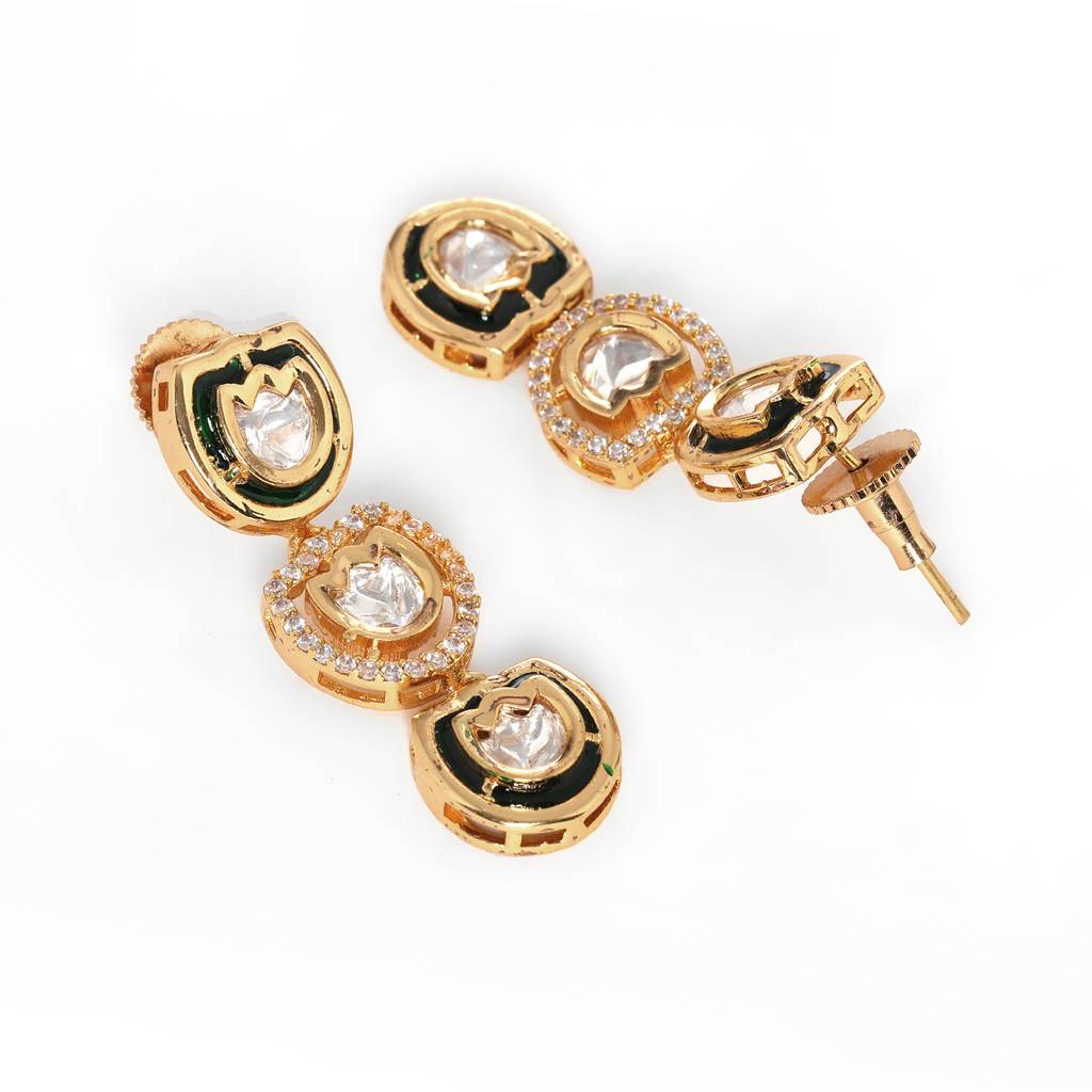 Meenakari And Diamond Studded Dangler Earrings : RRFEB24-3