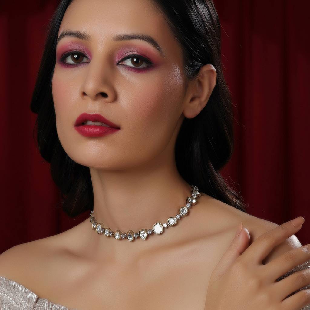 Kundan And Diamond Neckpiece : RRFEB24-44