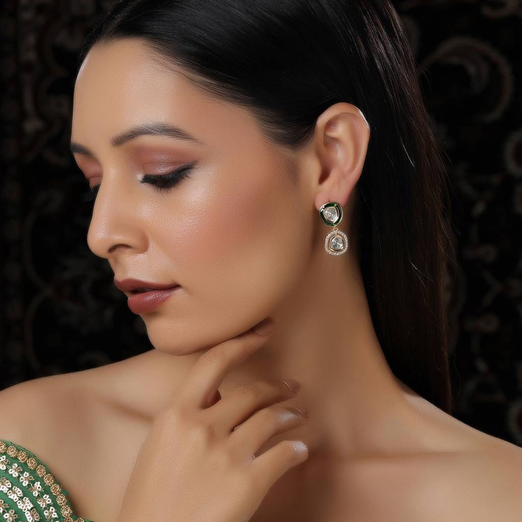 Duet Gold And Meenakari Earrings : RRFEB24-4