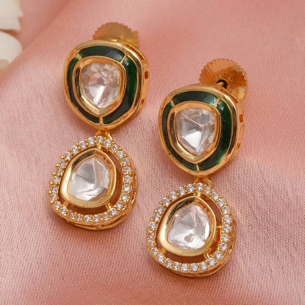 Duet Gold And Meenakari Earrings : RRFEB24-4