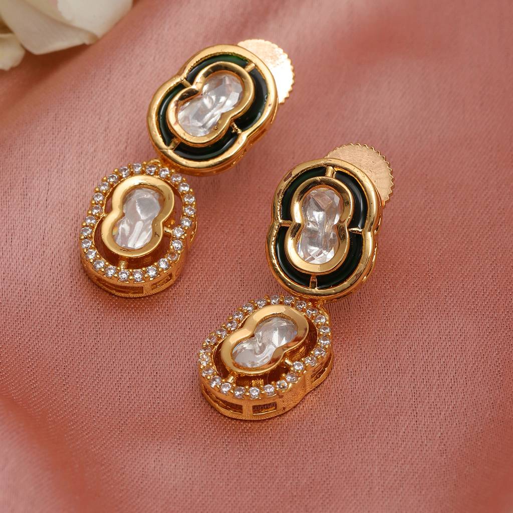 Duet Mufli Meenakari And Diamond Gold-Plated Earrings : RRFEB24-5