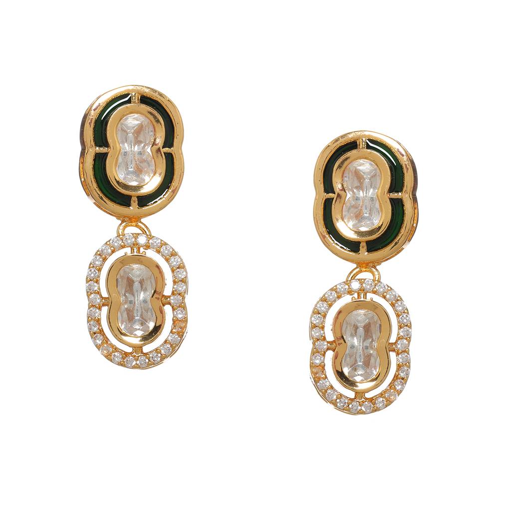 Duet Mufli Meenakari And Diamond Gold-Plated Earrings : RRFEB24-5