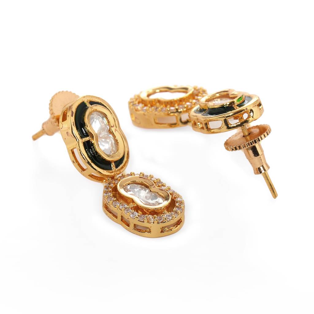 Duet Mufli Meenakari And Diamond Gold-Plated Earrings : RRFEB24-5