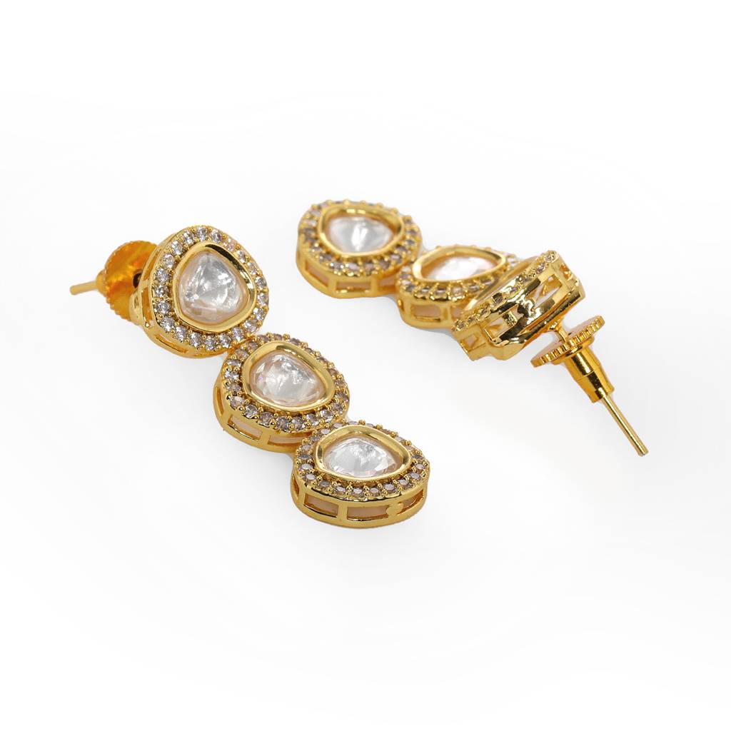 Uncut 3 Tier Kundan Dangler Earrings : RRFEB24-7