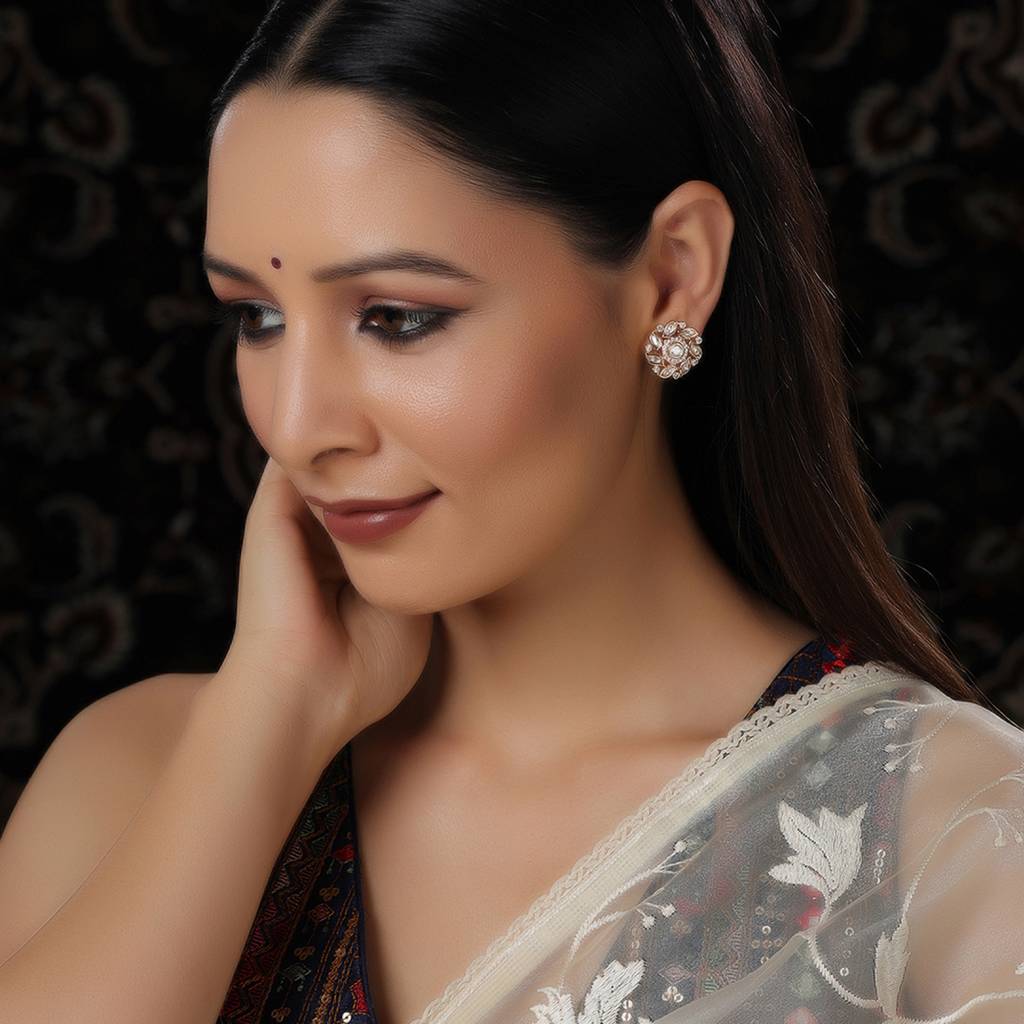 Round Crystal & Kundan Studs : RRFEB24-9