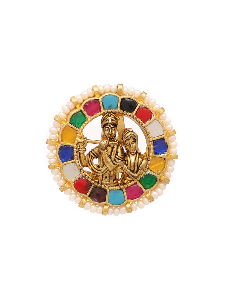 Navratan Radha Krishan Brooch : RRFEB25-17
