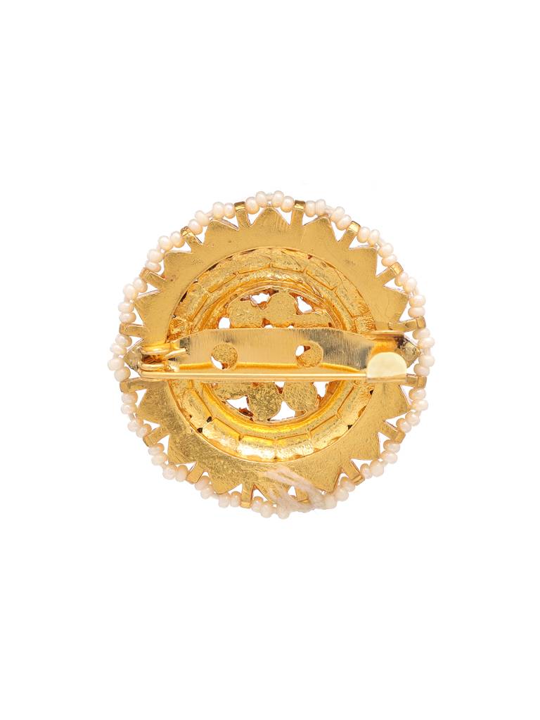 Flower Kundan Navratan Brooch : RRFEB25-19