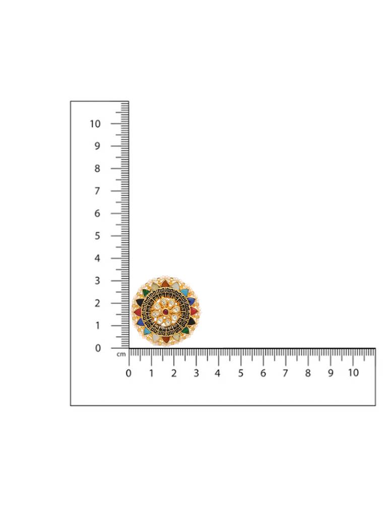 Flower Kundan Navratan Brooch : RRFEB25-19