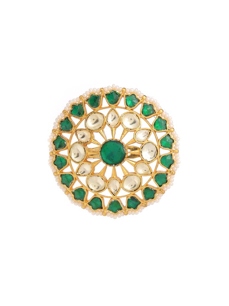 Emerald Kundan Brooch : RRFEB25-23
