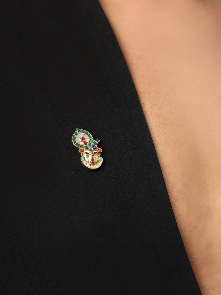 Emerald & Kundan Banke Bihari Ji Brooch : RRFEB25-25