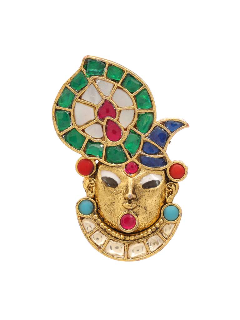 Emerald & Kundan Banke Bihari Ji Brooch : RRFEB25-25