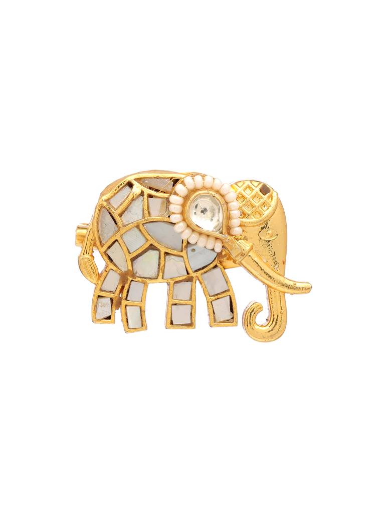 Elephant Mother Of Pearl Brooch : RRFEB25-5