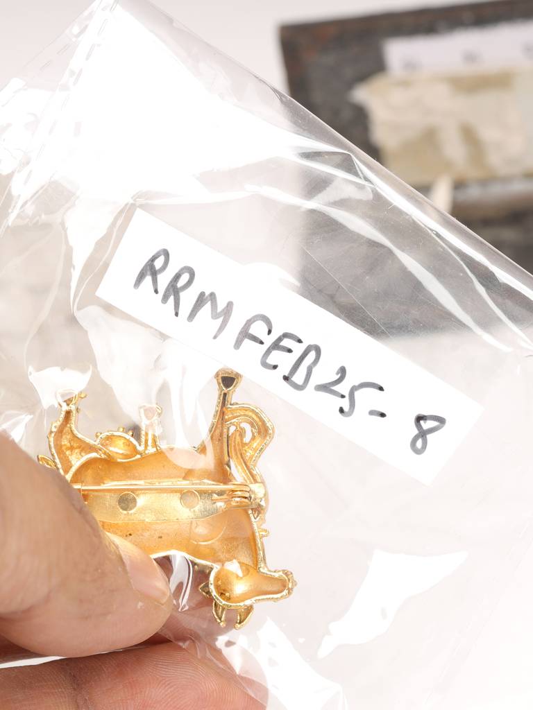 Navratan Shiv Nandi Brooch : RRFEB25-8
