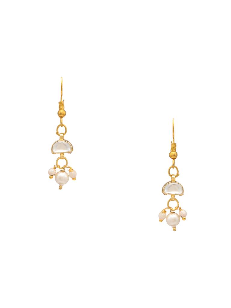 Kundan Loop Earrings In Gold Plated Brass : RRJAN25-26
