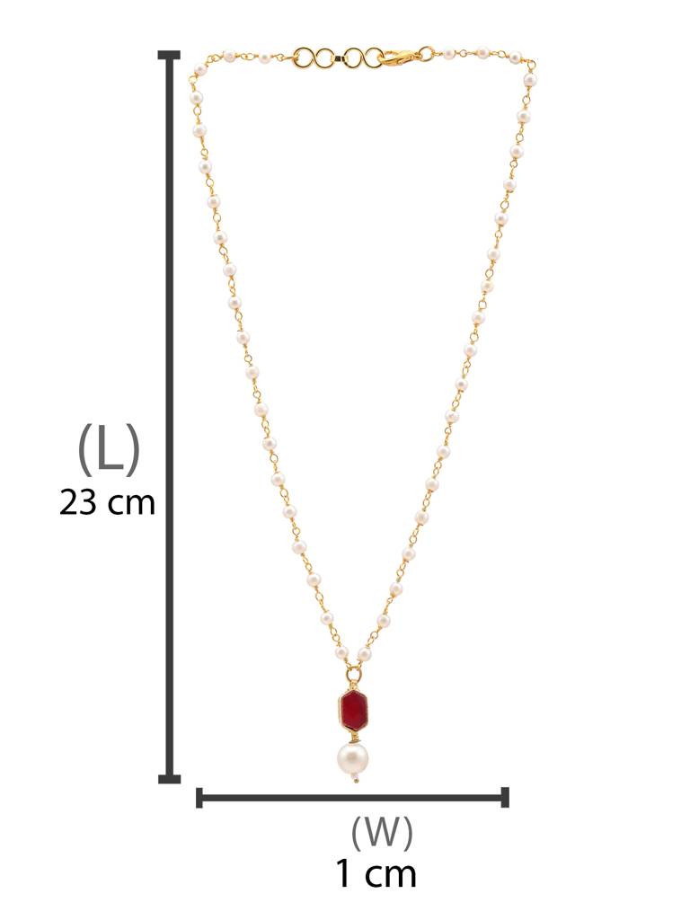 Maroon Kundan Pearl Necklace In Hexagon Shape Gold Plated Brass : RRJAN25-36