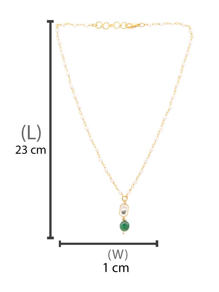Kundan Green Bead Necklace In Hexagon Shape Gold Plated Brass : RRJAN25-37