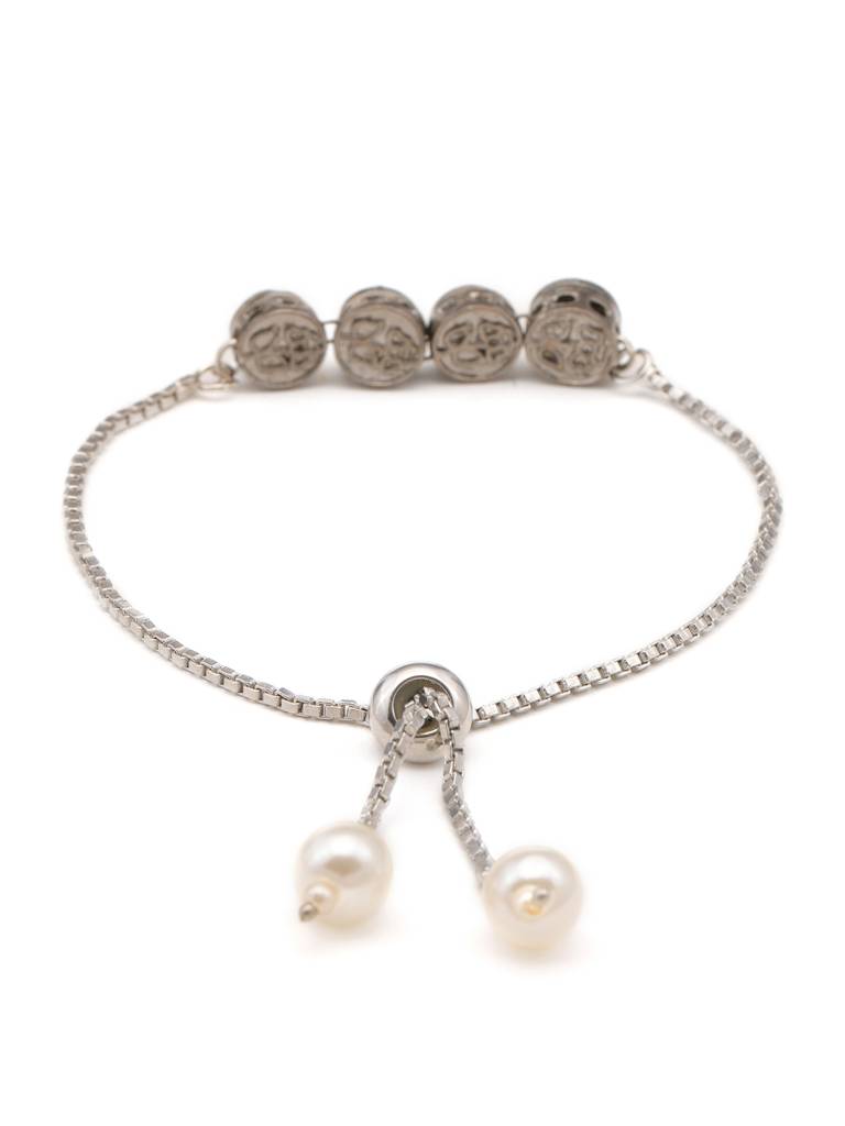 Round Kundan Bracelet In Silver Gold Finish Brass : RRJAN25-55