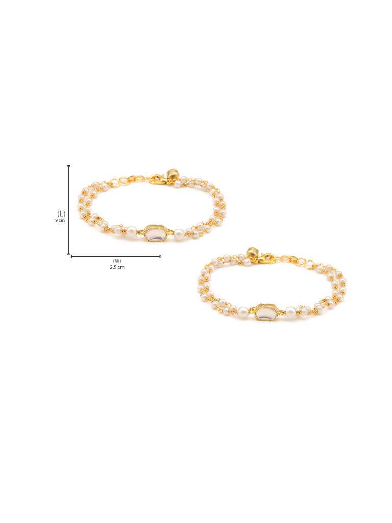 Kundan Anklets/Payal In Gold Plated Brass With Pearls : RRJAN25-57