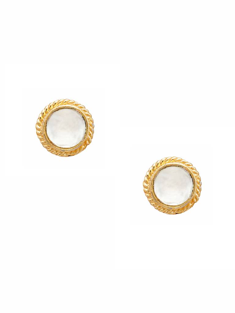 Kundan Round Necklace, Earrings & Maang Tikka Jewelry Set In Gold Plated Brass : RRJAN25-67