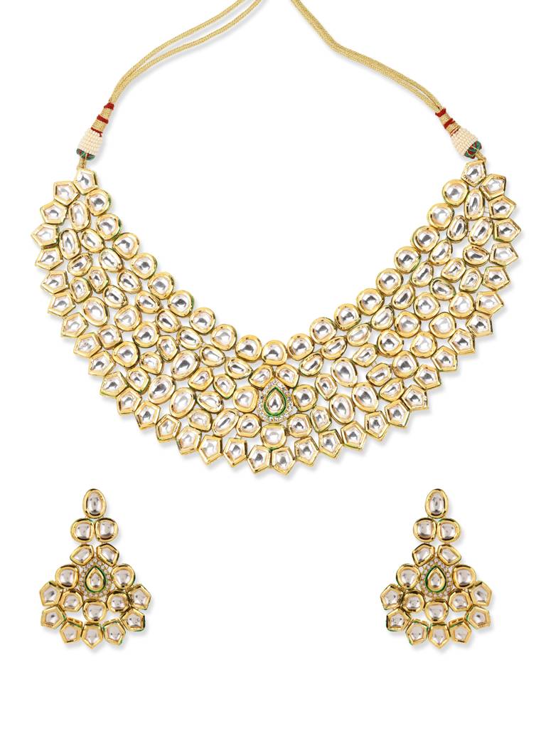 Maharani Kundan Neckpiece With Earrings And Maang Tikka : RRJULY22-101