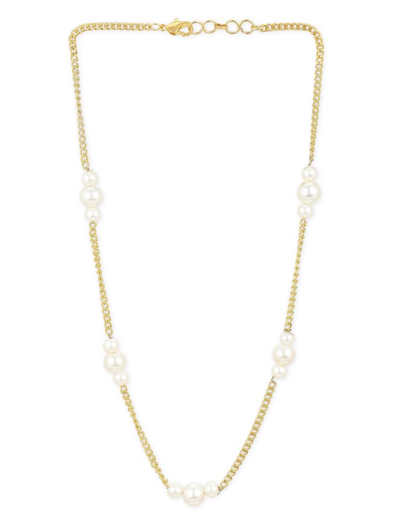 Pearl Drops In Gold Chain Neckpiece : RRJULY22-103