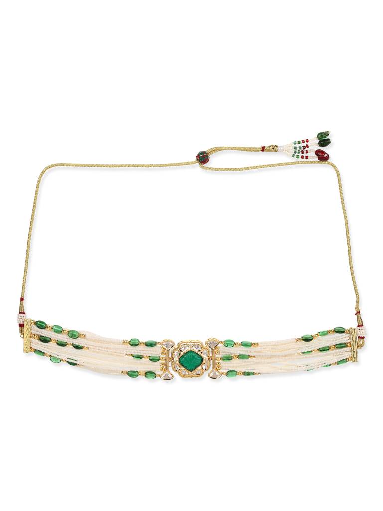 Green Gold Plated Kundan Choker Necklace : RRJULY22-38